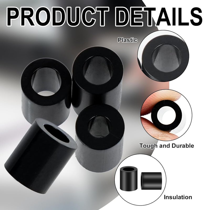 wegoup 345 Pcs Black Nylon Electrical Outlet Spacers Kit - Non-Threaded Round Plastic Spacers for Switch & Receptacle Screws, Secure Fit Spacer Assortment for Outlet Installation - Image 4